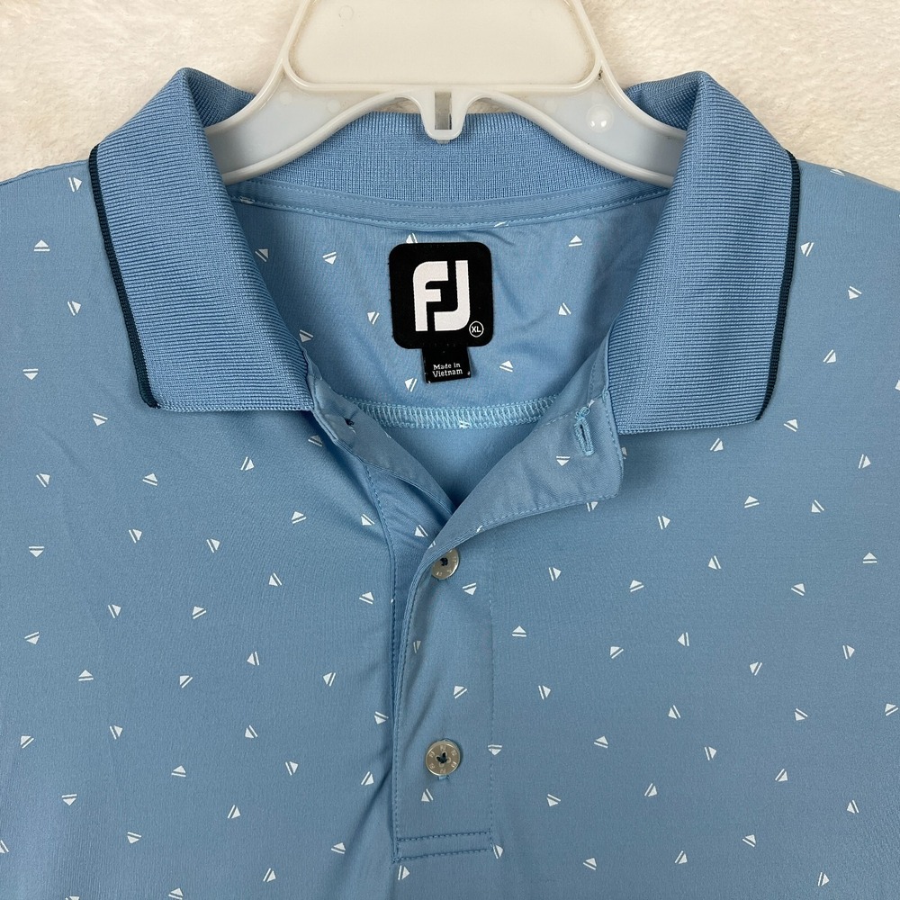 Footjoy Golf Polo Shirt Mens XL Blue All Over Print Stretch Performance‎
